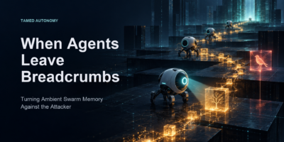 Environmental breadcrumbs connect successive agents and become signals for defenders.