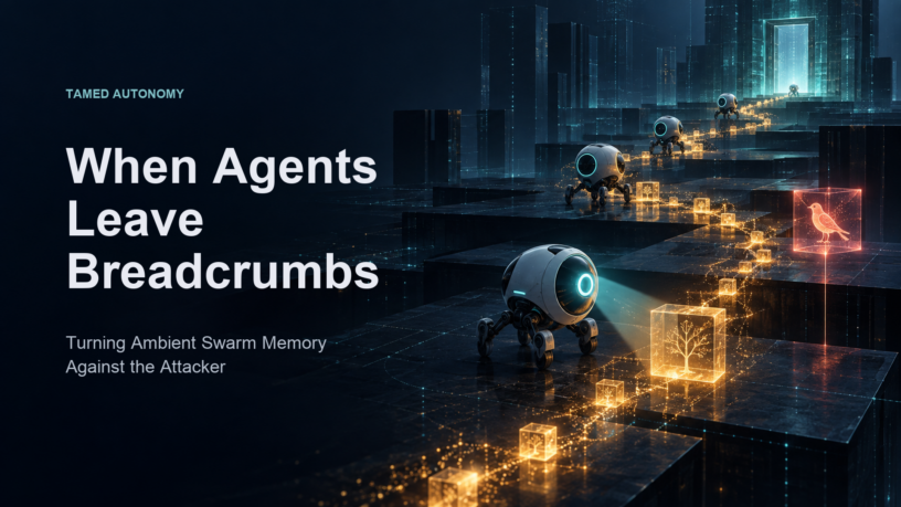 Environmental breadcrumbs connect successive agents and become signals for defenders.